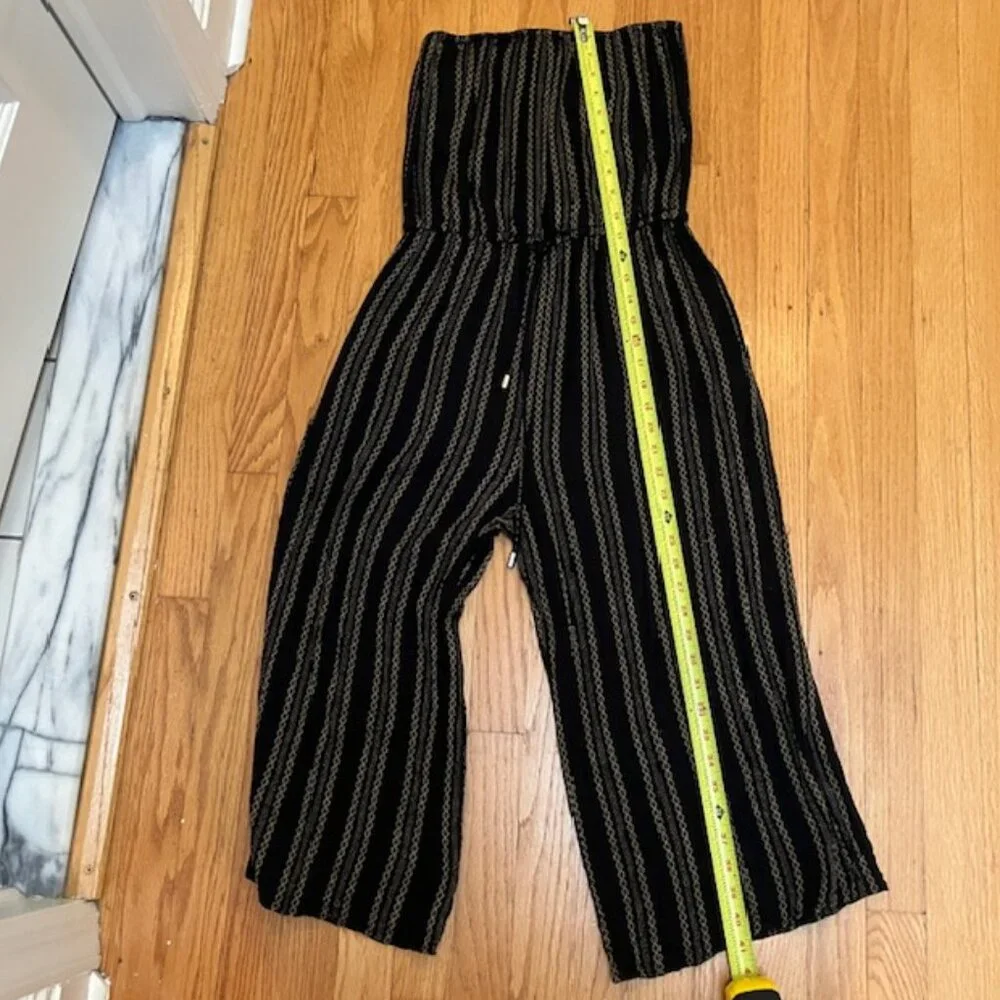 Elan Black and Gold Strapless Jumpsuit style coverup size M